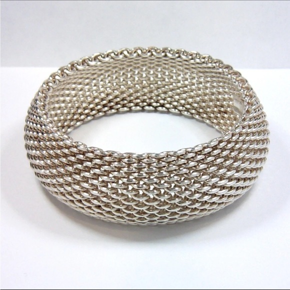 Authentic Tiffany & Co .925 Silver Somerset Mesh Bracelet Velvet Gift Box 59.5g - Picture 5 of 9